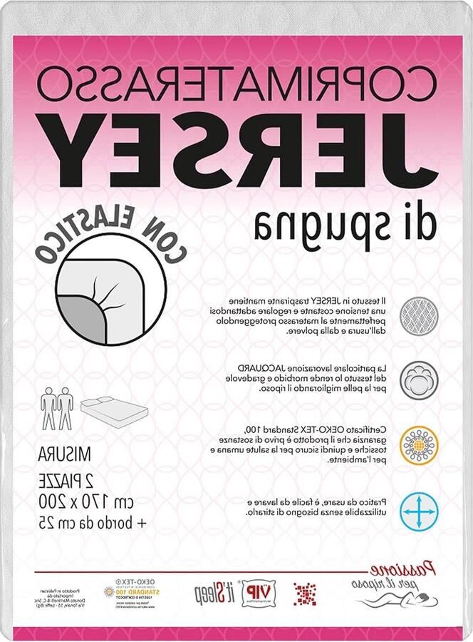 Matrasbeschermer van jersey-badstof voor tweepersoonsbed 170 x 200 cm elastisch en ademend hoogte 25 cm