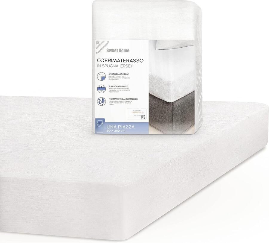 Matrasbeschermer voor eenpersoonsbedden 90 x 200 Ademend Antibacterieel en Kreukvrij Hoeslaken