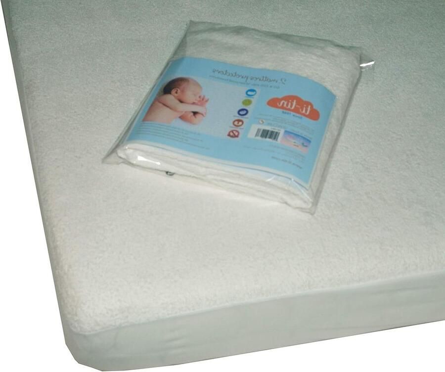 Matrasbeschermer voor kinder- babybed 80 x 130 cm zacht ademend waterdicht en antibacterieel wit