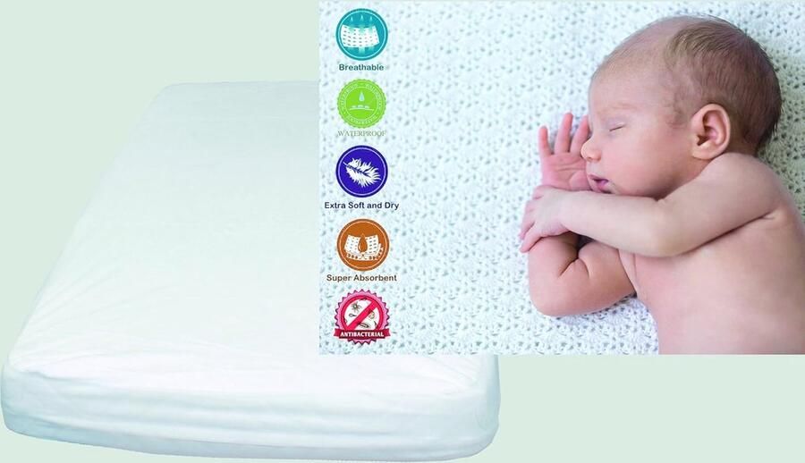 Matrasbeschermer voor Kinderbed 50 x 80 cm Zacht & Ademend Waterdicht en Antibacterieel 2 Stuks