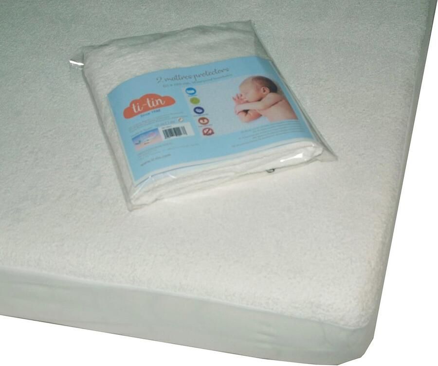Matrasbeschermer voor kinder- babybed 80 x 130 cm zacht ademend waterdicht en antibacterieel wit - Foto 2
