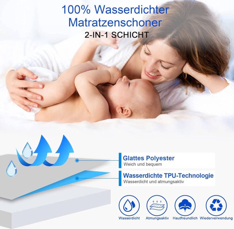 Matrasbeschermer Waterdicht 90x200cm hoeslakens ademende matrashoes waterdichte Matrastopper vochtwerende hoeslakens Wit
