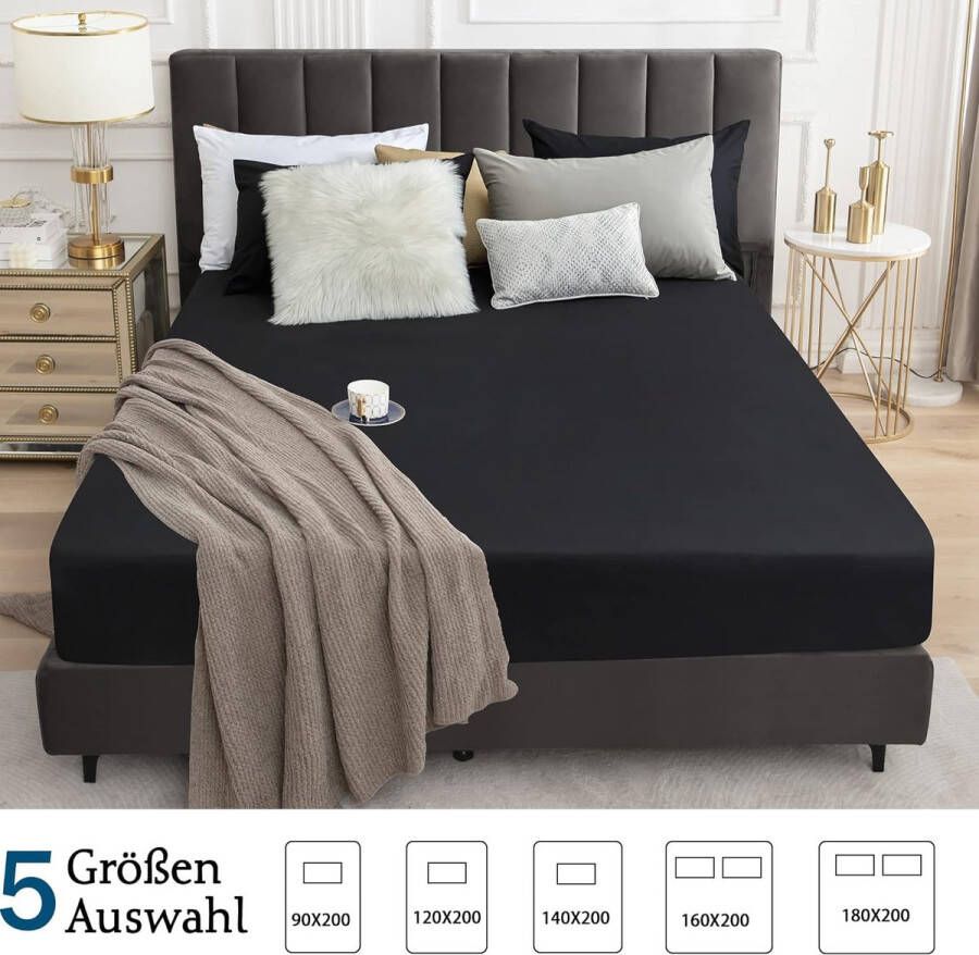 Matrasbeschermer Waterdicht 90x200cm hoeslakens ademende matrashoes waterdichte Matrastopper vochtwerende hoeslakens -Zwart