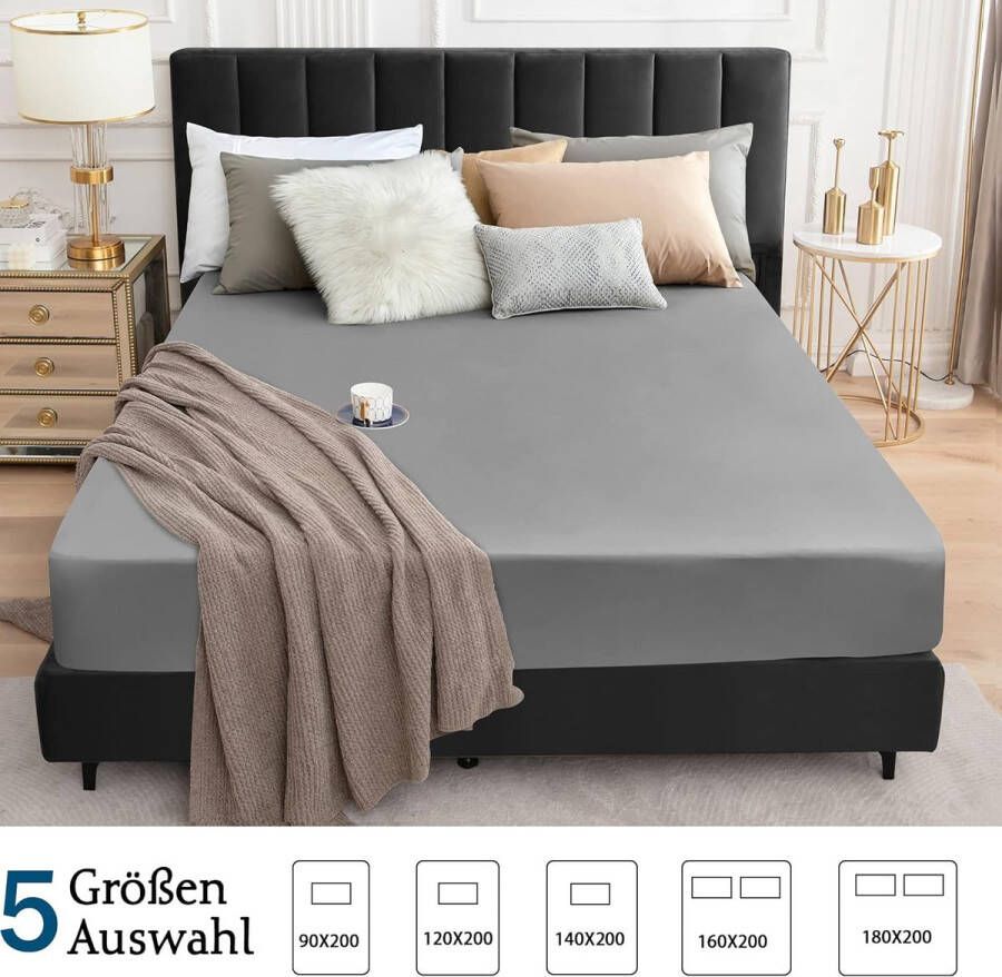 Matrasbeschermer Waterdicht 90x200cm hoeslakens ademende matrashoes waterdichte Matrastopper vochtwerende hoeslakens Grijs