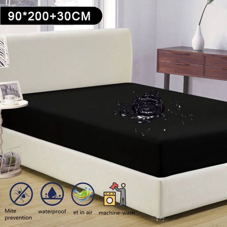 Matrashoes Ademend & Antibacterieel Waterdicht Bescherm uw matras tegen vloeistoffen & allergieën 90x200cm Zwart - Foto 2