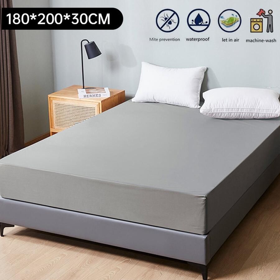 Matrashoes Ademend & Antibacterieel Waterdicht Bescherm uw matras tegen vloeistoffen & allergieën 180x200x30 cm Dongergrijs Ademend