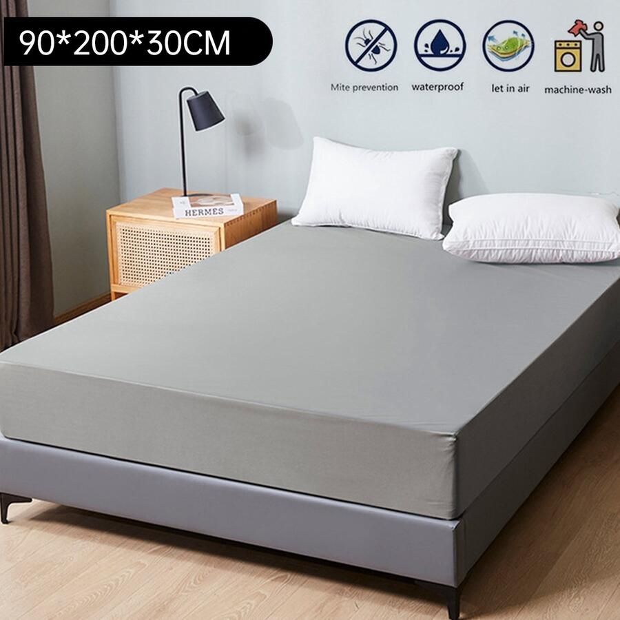 Matrashoes Ademend & Antibacterieel Waterdicht Bescherm uw matras tegen vloeistoffen & allergieën 90x200cm-grijs