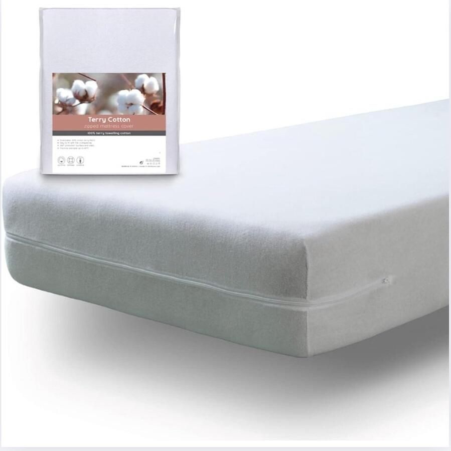 Matrashoes met ritssluiting – elastische matrasvernieuwer van 100% katoenen badstof absorberend geschikt voor matrassen tot 30 cm hoog maat 150x190 200 cm.