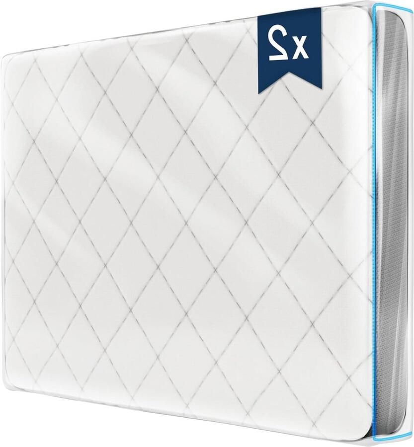 Matrashoes van kunststof set van 2 90 x 200 cm (dikte 30 cm) met brede ritssluiting matrasbeschermer opbergtas voor matrassen