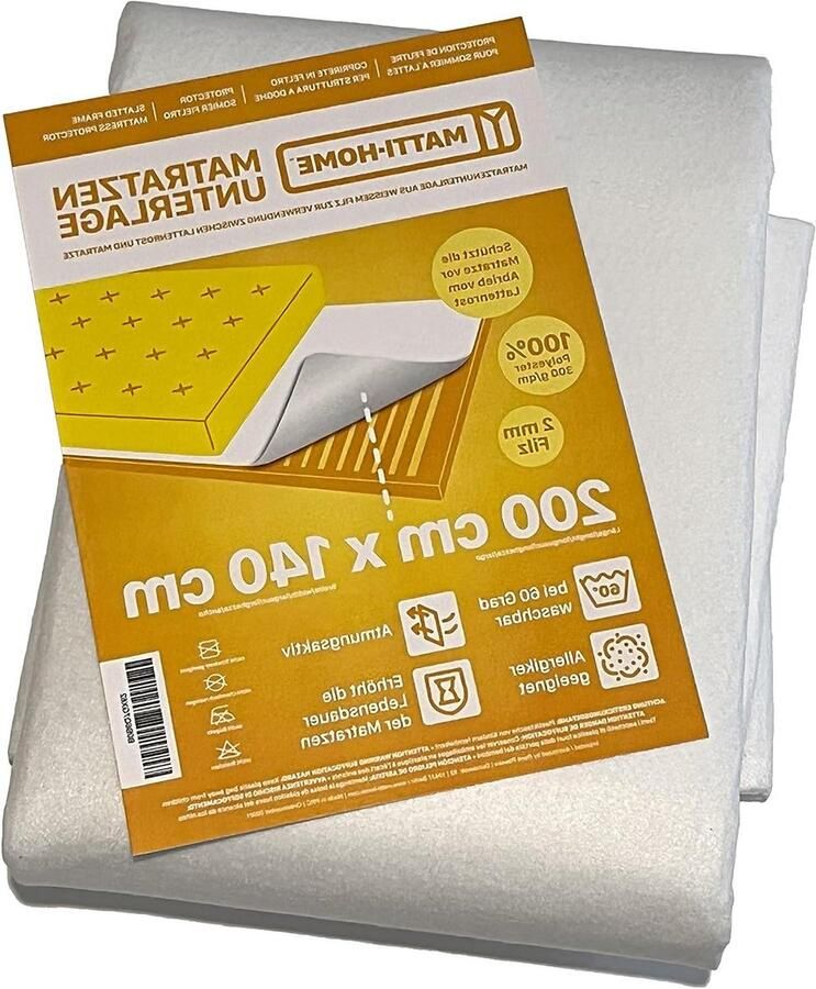 Matrasonderlegger van vilt voor lattenbodem 140 x 200 cm ademende matrasbeschermer van naaldvilt 100% polyester wit