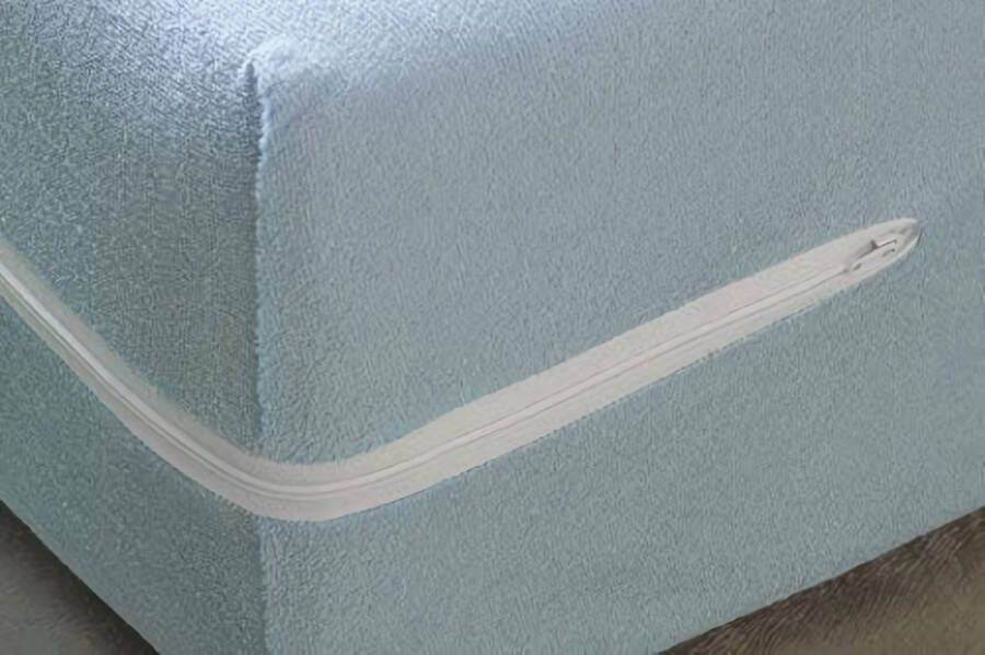 Matrasovertrek van badstof elastisch 100% katoen blauw (150 x 190 200 cm) Matrasbeschermer met ritssluiting Integrale bescherming van de matras verkrijgbaar in verschillende maten
