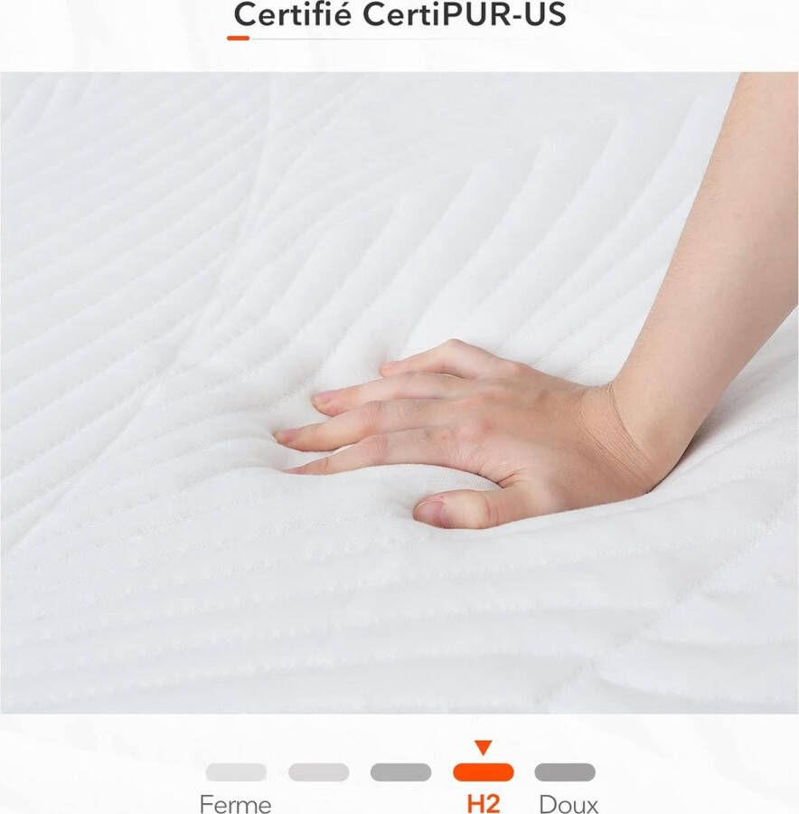 Matrastopper 120 x 200 cm visco-elastische matrasoplegger gelschuim topper 120 x 200 cm 5 cm hoogte met afneembare en wasbare overtrek wit