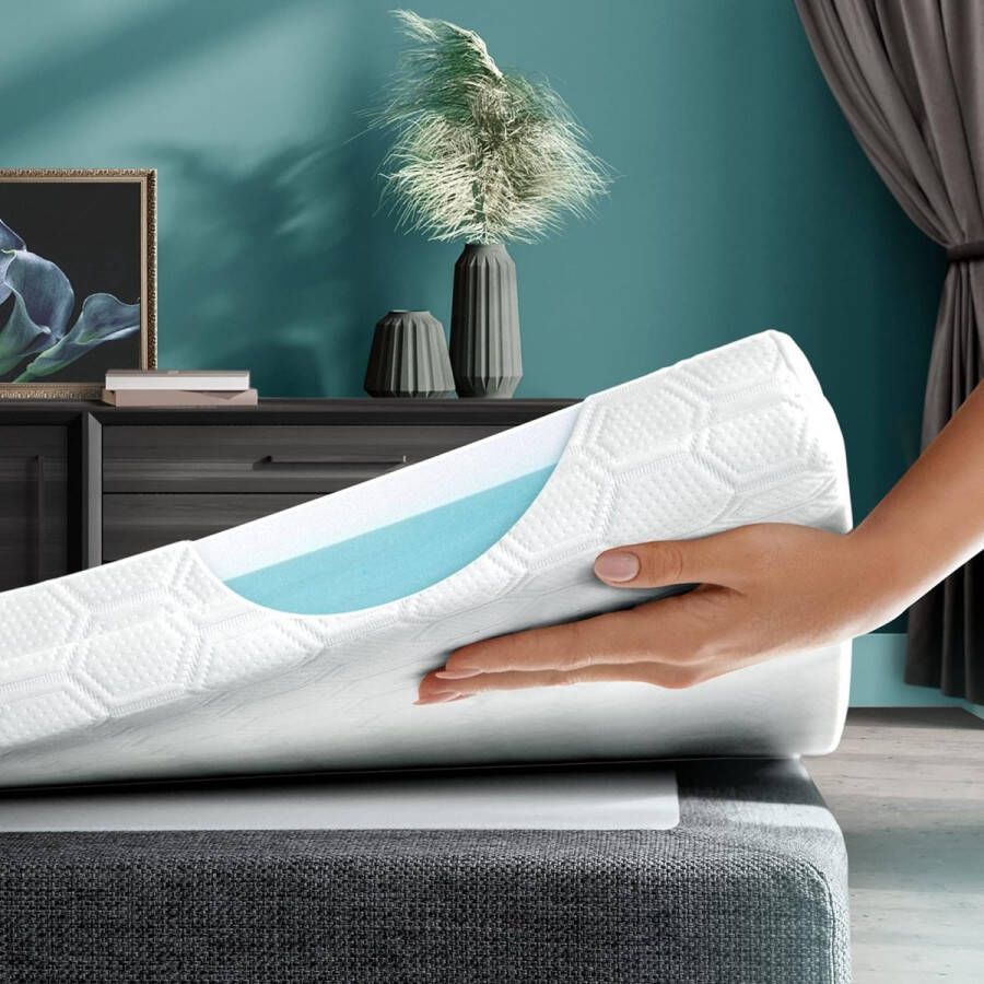 Matrastopper van 2-in-1 180 x 200 cm matrastopper met visco-koudschuim duurzaam en ademend antislip matrasoplegger voor boxspringbed slaapbank en meer 180 x 200 x 7 cm