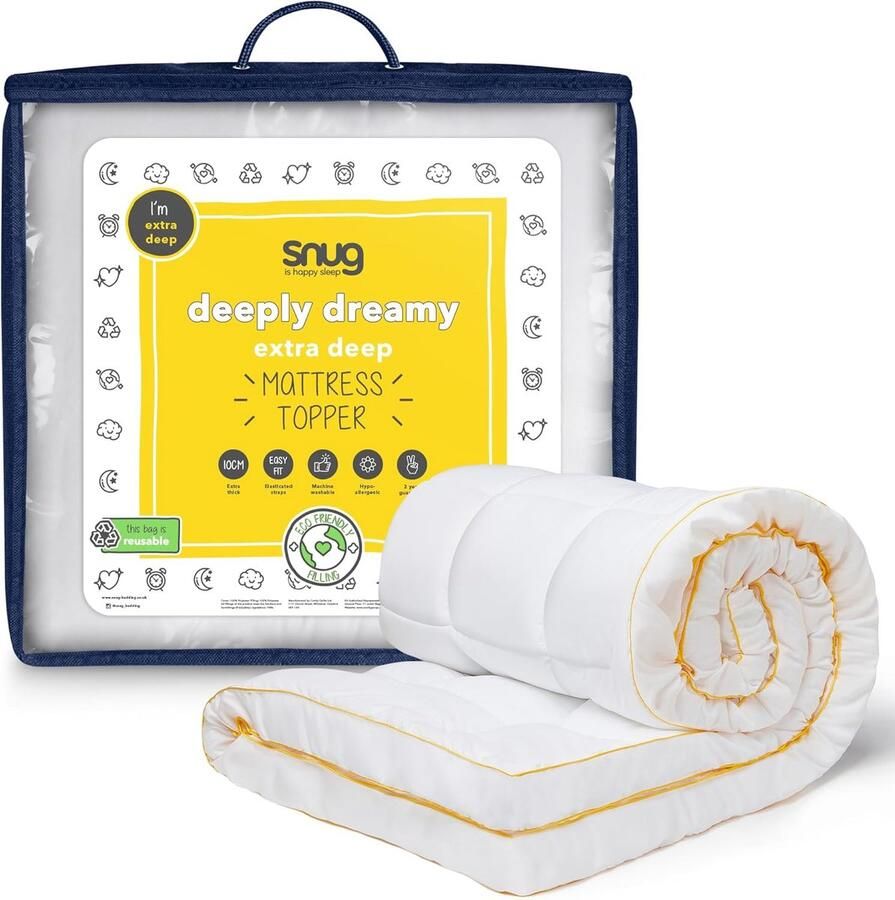 Matrasversterker voor tweepersoonsbed 10 cm extra dikke matrastopper met elastische banden hypoallergeen en machinewasbaar