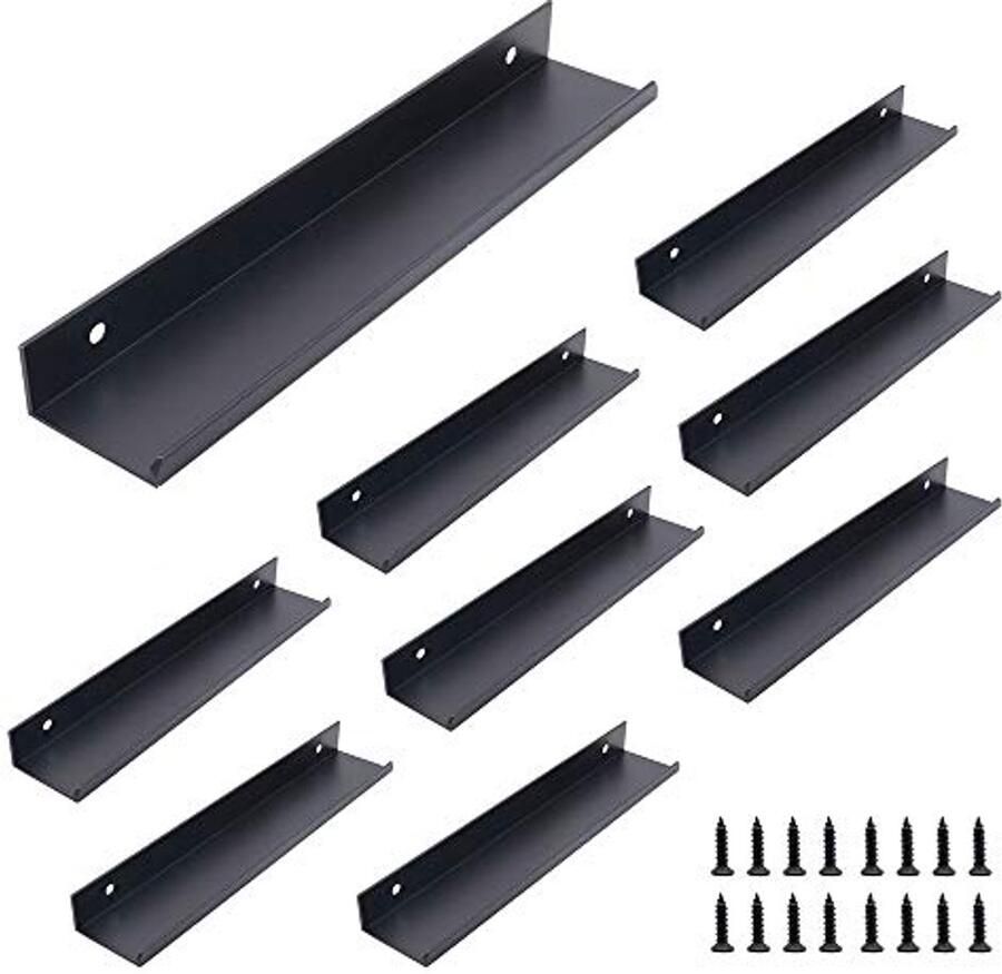 Matte Zwarte Aluminium Keuken Lip Pull Handgrepen – Set van 8