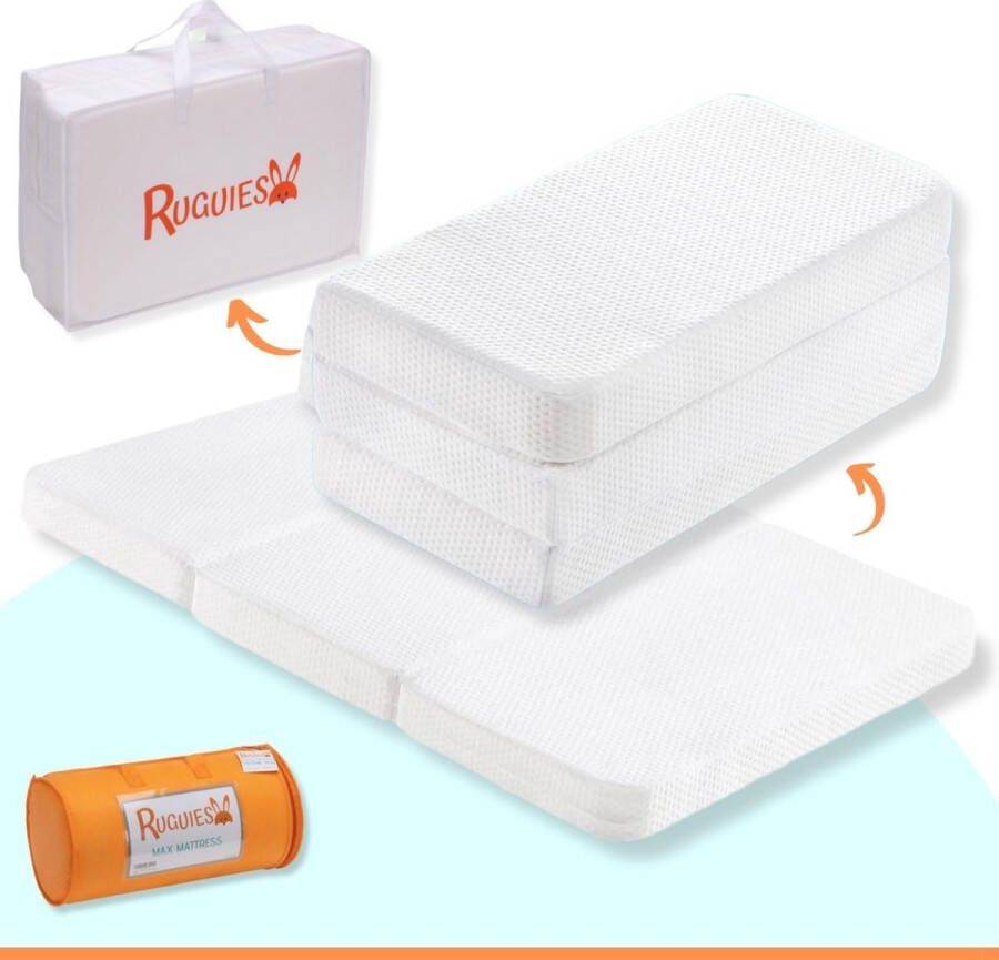 Mattress reisbed matras 60 x 120 cm. Opvouwbaar. Reisbedmatras voor baby's. Omkeerbare kruipdeken. Draagbare matras Pemium dikke vouwmatras. Kruipmat Speelmat Baby