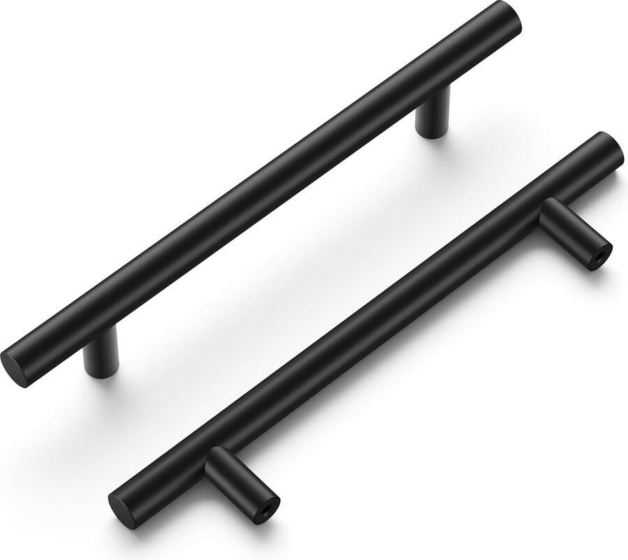 Matzwart 10-pack keukenkastgrepen ladegrepen voor deuren en ladekasten hardware voor badkamer 5-1 16 inch (128 mm) gatcentrum Handgreep Rond Metaal 128mm Hartafstand Handvat voor Kast Keukenkast Lade Of Deurtje Ronde Moderne Greep Incl