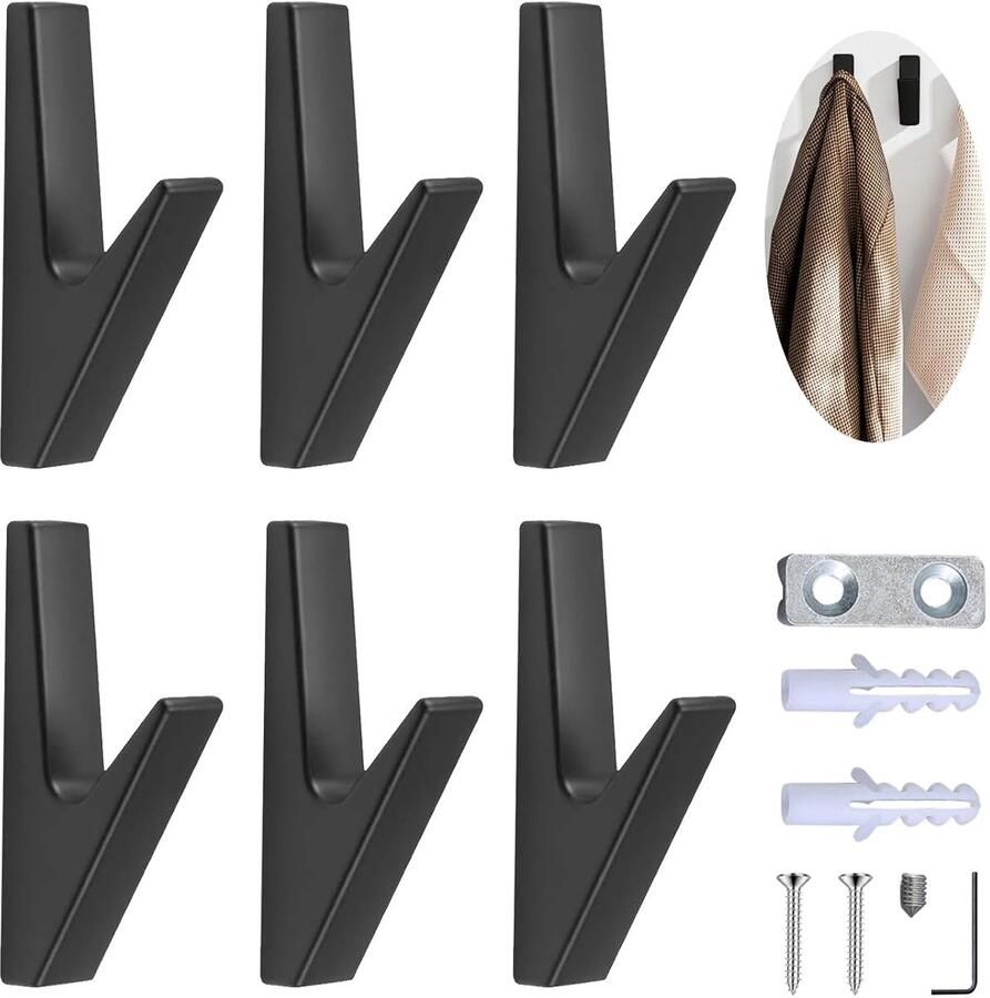 Matzwarte kapstok roestvrij en duurzaam set van 2 zinklegering