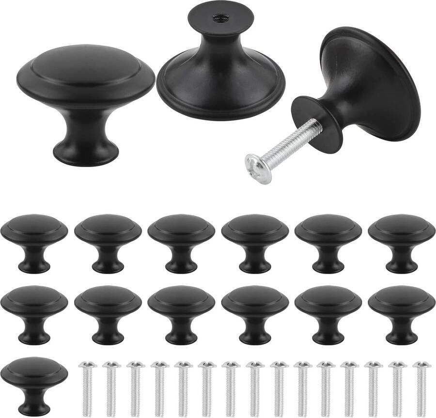 Matzwarte Ronde Meubelknoppen 30 mm Moderne & Vintage Kastknoppen voor Kasten en Lades