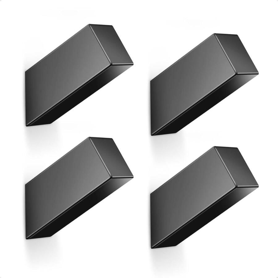 Matzwarte vierkante muurkapstokhaken modern minimalistisch ontwerp voor jassen en handdoeken set van 4