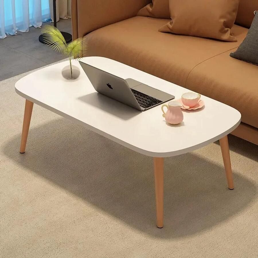 MazrekuHome Moderne Vierkante Salontafel Ruimtebesparend Ontwerp met Dubbele Randen Ideaal voor Woonkamer & Kantoordecoratie Salontafel voor de Woonkamer