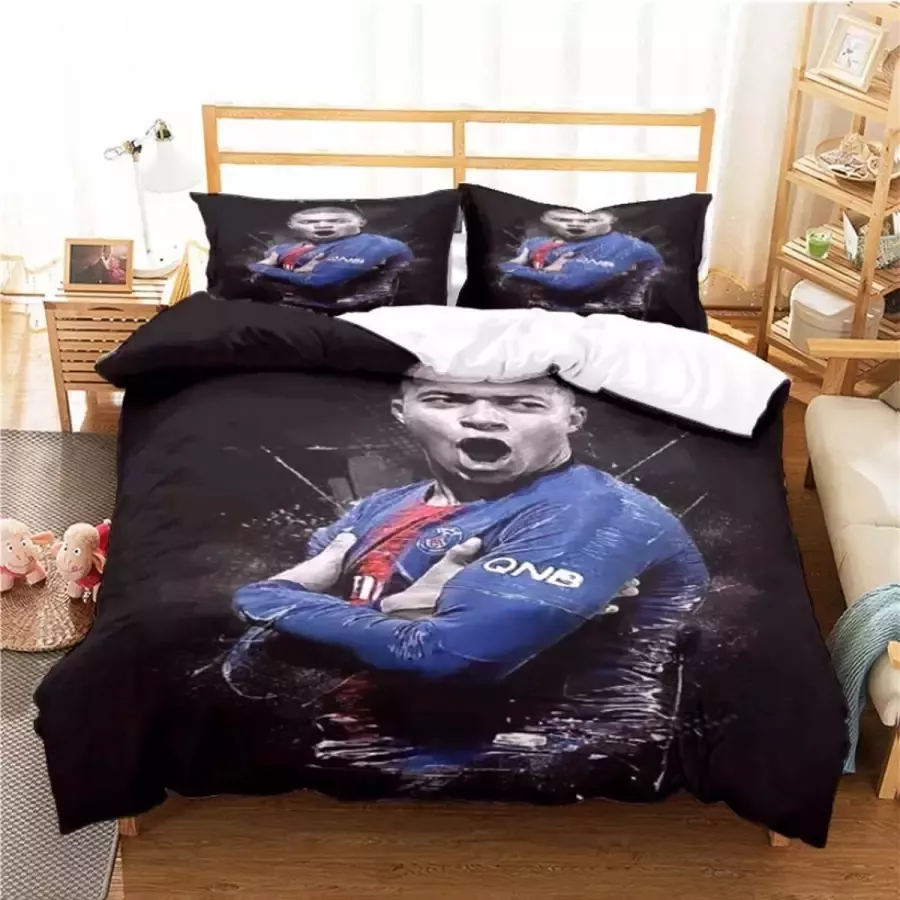Mbappe dekbed Dekbedovertrek 1 persoons Beddengoed 90x200cm incl. Kussenslopen 80x80cm set van 2 Voetbal spullen Matras