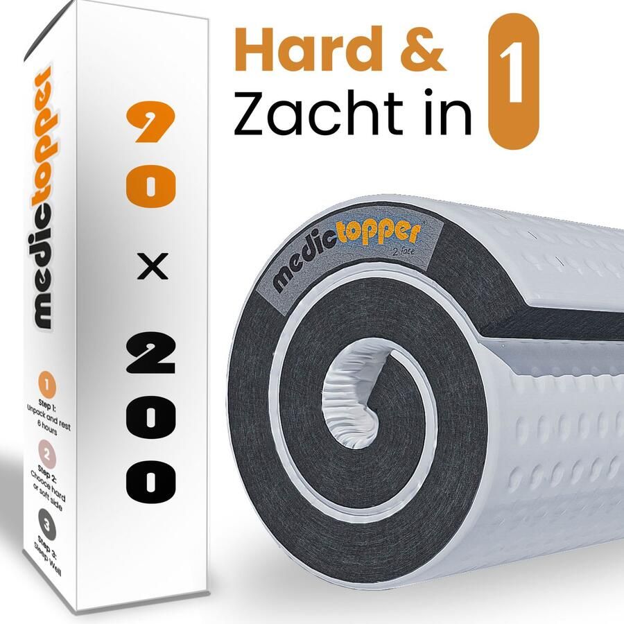 MedicTopper Medic Topper 90x210 cm Luxe Topdekmatras met Verkoelende Gel en Traagschuim voor Ultiem Slaapcomfort en Rugpijnverlichting Ideaal als Matrasbeschermer voor elke Slaapkamer Topper 90 x 210 x 7 cm - Foto 3