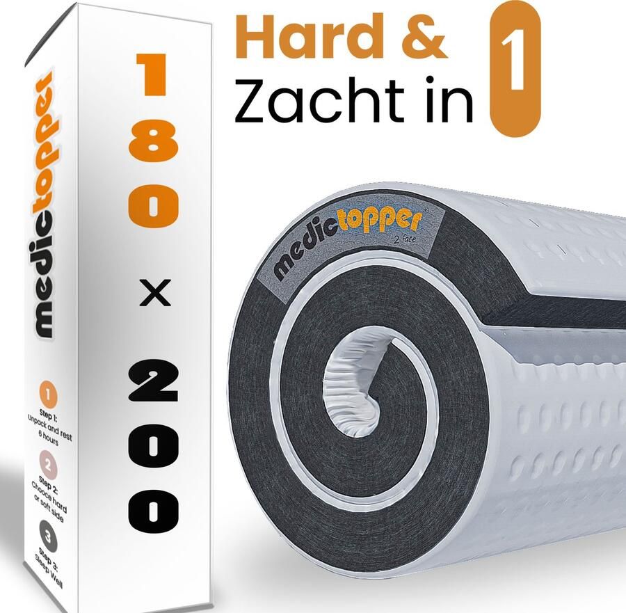 Premium Topper Matras 180x200 cm Traagschuim Topper Top Matras 180 x 200 Matrastopper Topmatras & Oplegmatras Verkoelende Topdekmatras & Topmatrassen Topping Matelas voor Boxspring Bed Afritsbaar & Wasbaar 30 Dagen Proefslapen - Foto 3