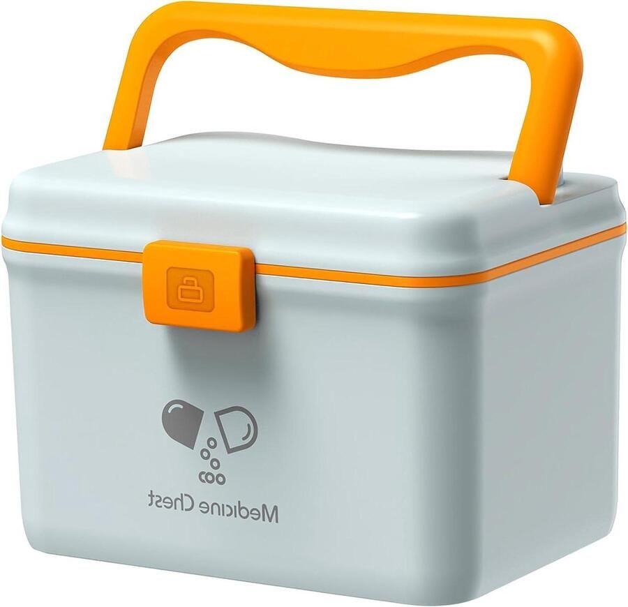 Medicijnbox draagbaar 2-laags met handgreep EHBOset apotheek 146 l TKD6402-XL voor thuis en buiten blauw