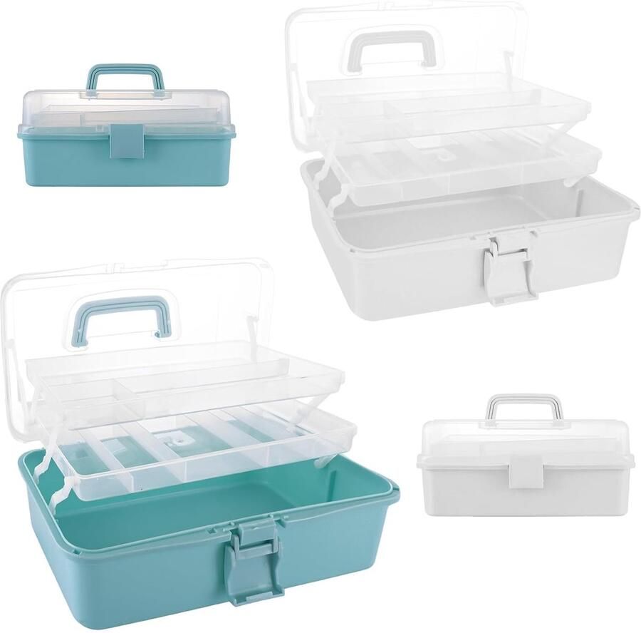 Medicijnbox Ruime organizer 1 stuk Blauw wit Kunststof 33 x 18 x 14 cm