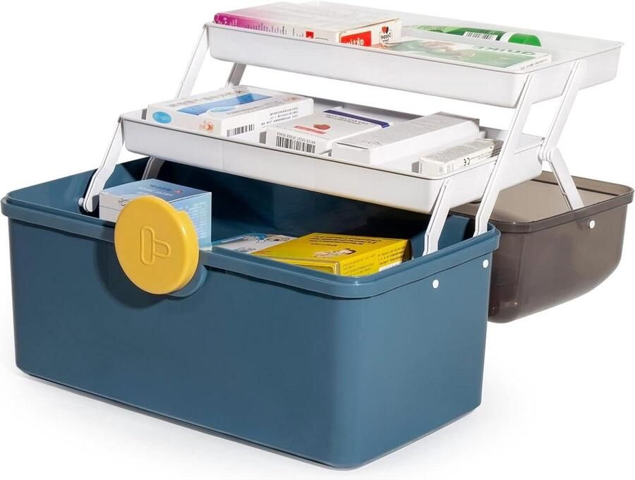 Medicijnkastje Groot donkerblauw met slot en lade