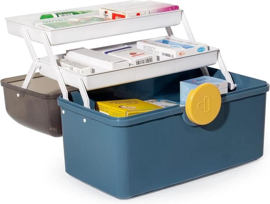 Medicijnenopslag Doos Veilige en Georganiseerde Opslag voor Medicijnen Duurzaam Ontwerp Thuis en Onderweg Wit 19 x 34 x 24.5 cm