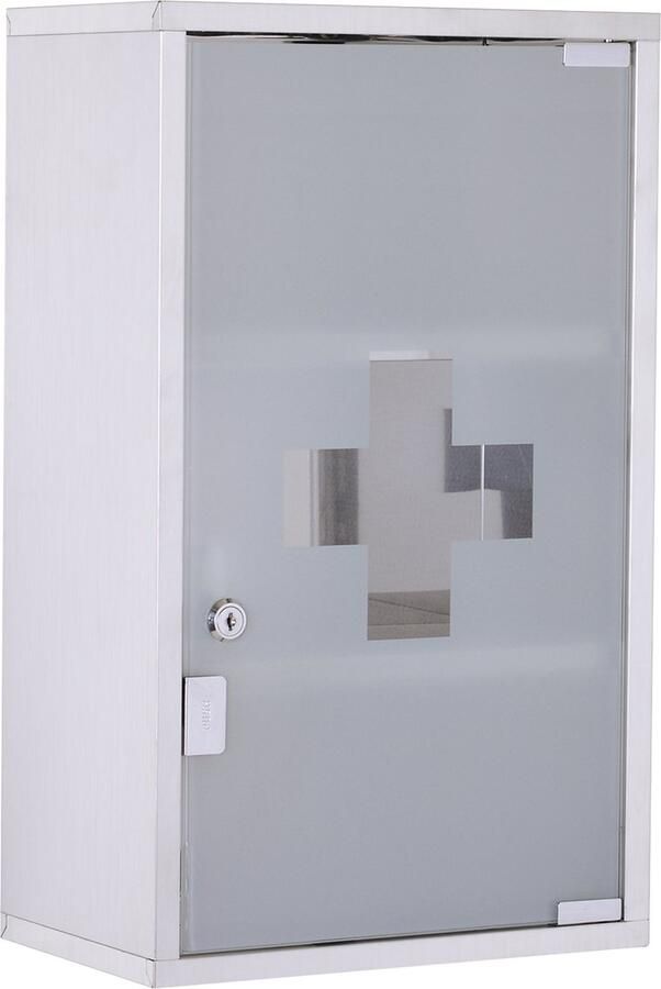 HOMdotCOM Medicijnkast met slot en 3 vakken RVS 30 x 18 x 50 cm - Foto 3