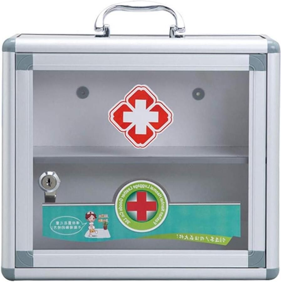 Medicijnkast met slot transparante geneeskunde opbergdoos draagbare afsluitbare medicijndoos medische kast EHBO wandmontage medicijnkit
