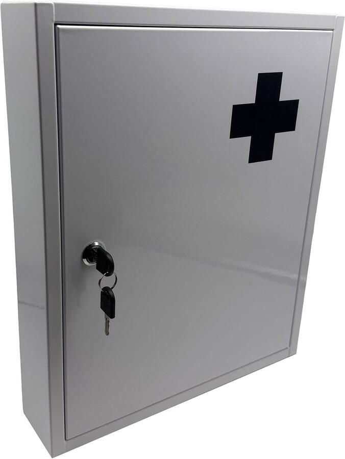 Medicijnkastje afsluitbaar 5 vakken 43 x 35 5 x 8 cm wit-grijs