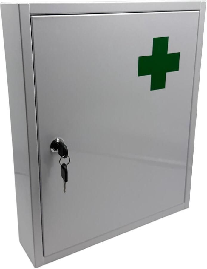 Medicijnkastje afsluitbaar 5 vakken 43 x 35 5 x 8 cm wit-groen