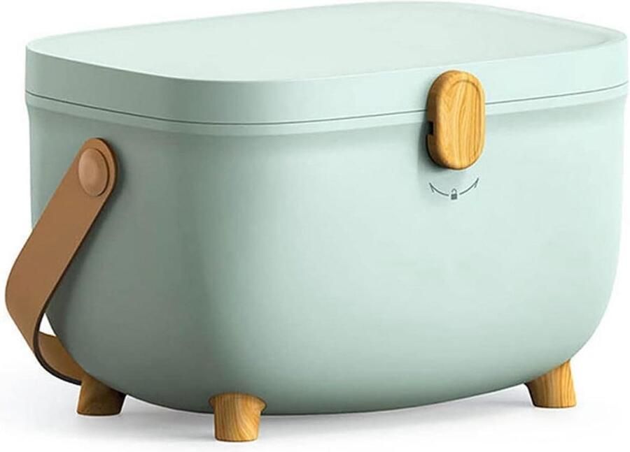 Medicijnkastje EHBO-doos draagbaar kunststof bewaardoos voor medicijnen ovaal dubbellaags multi-grid ruim medicijn-organizer groen met handvat