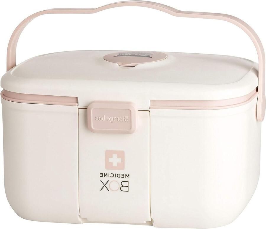 Medicijnkastje Opbergbox EHBO-Organizer met Handvat en Verwijderbaar Compartiment Grote Capaciteit van 85 l 28 x 18 x 17 cm