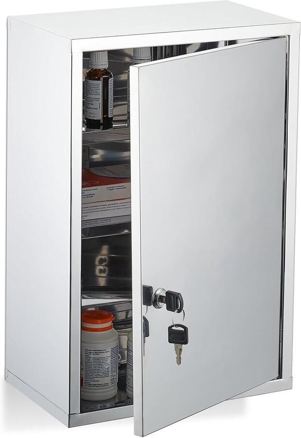 Medicijnkastje Veilig en opgeruimd 1 stuk Zilver Roestvrij staal 45x30x18 cm