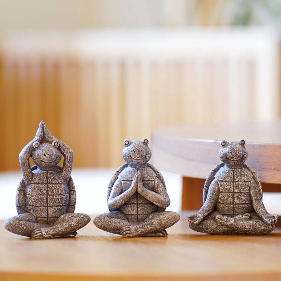 Meditatie Yoga schildpad firguren Zen tuindecoratie woonkamer hars schildpad tuinfiguren miniatuur decoratie bureau accessoires geschenken voor vrouwen kinderen vriendin verjaardag 3 stuks