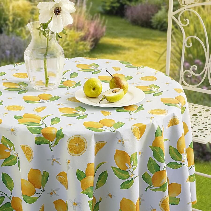Mediterraan tafelkleed waterdicht en duurzaam 1 stuk geel