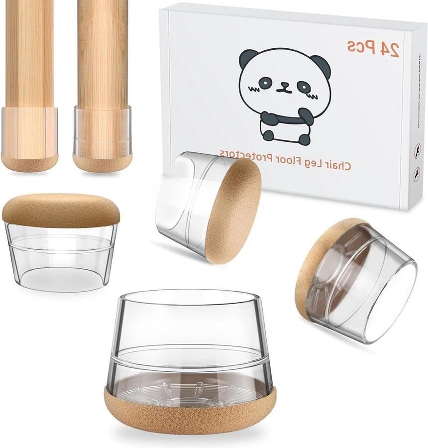 Medium Size Stoelpootvloerbeschermers 24 STKS Meubelvilt Siliconen Transparant Rubber Vloerbescherming tegen krassen Geluidsreductie