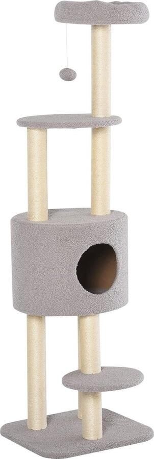 Meertaps Krabpaal voor Katten met Zachte Pluche en Sisaltouw 45 x 40 x 148 cm Grijs