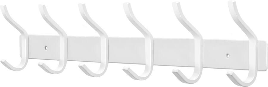 Garderobehaken roestvrij staal haaklijst kledinghaken muur met 6 haken garderobelijst wandgarderobe voor slaapkamer badkamer keuken (wit 6 haken) - Foto 2