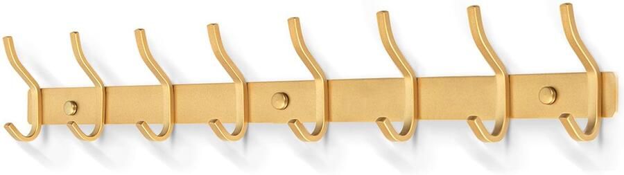 MEIJO Kapstokhaak RVS Kapstokhaak Wand met 8 Haken Kapstok Wandkapstok voor Slaapkamer Badkamer Keuken (8 Haken Goudkleurig)