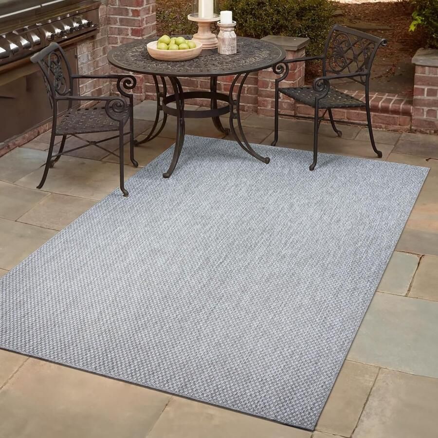 Melissa Outdoor tapijt weerbestendig balkontapijt waterafstotend tapijt voor binnen en buiten terras tuin woonkamer of keuken lichtgrijs 120 x 170 cm