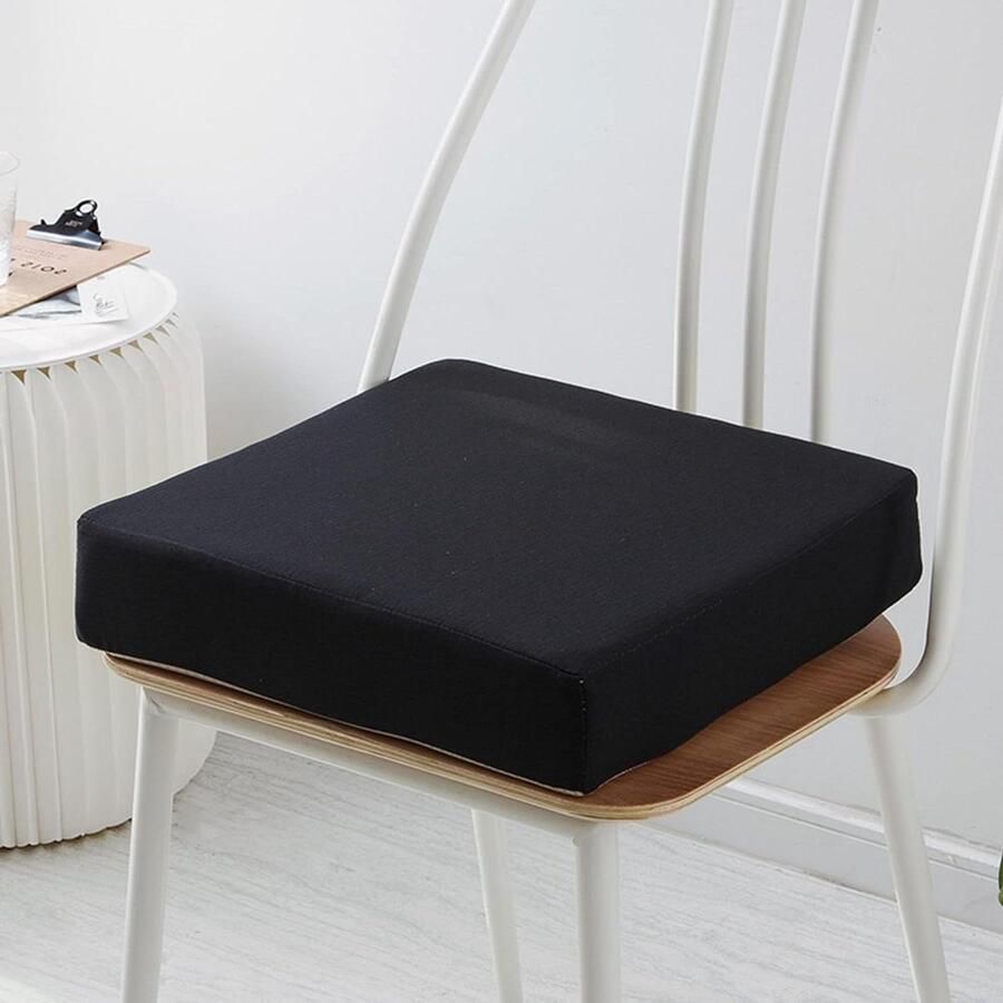 Memory Foam Chair Pad Removable 8cm Thick Seat Cushion Non Slip Cushion for Dining Chair Garden Office Kitchen Chair 50x50x8cm Black