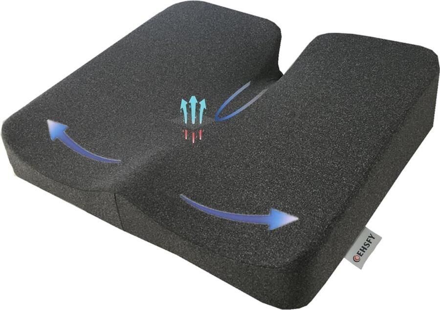 Memory Foam Coccyx Cushion Comfort Pads for Office Chair Car Seats Wheelchair (Grey)