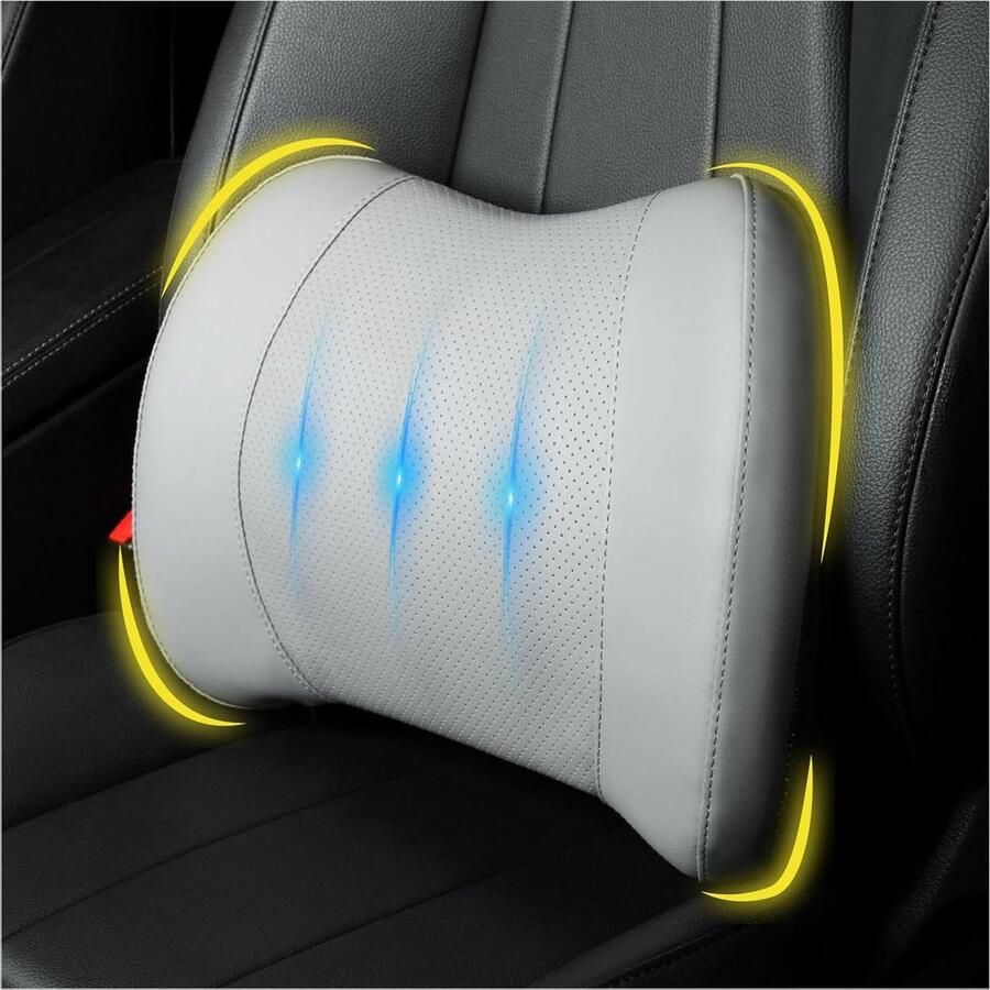 Memory Foam Lumbar Support for Relieving Back Pain Back Cushion for Driving For Car Office Chair Wheelchair Classic Grey