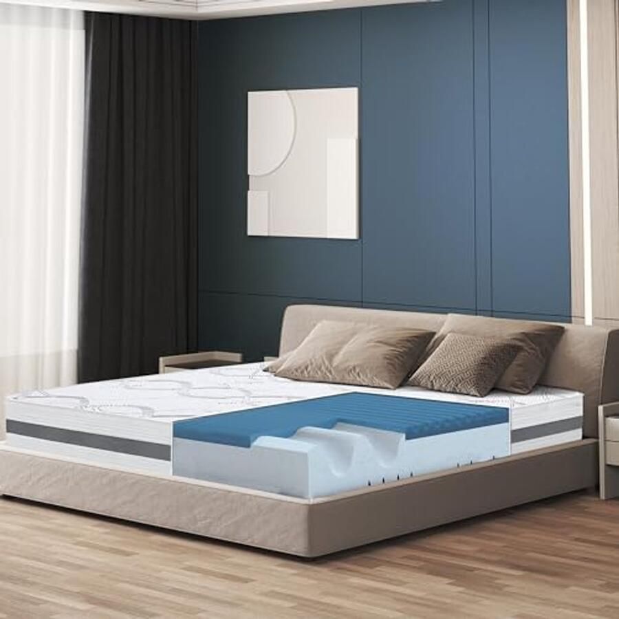 Memory Foam Matras 140 x 200 cm met gemiddelde stevigheid 22 cm Hoog Orthopedisch en Hypoallergeen Ademend